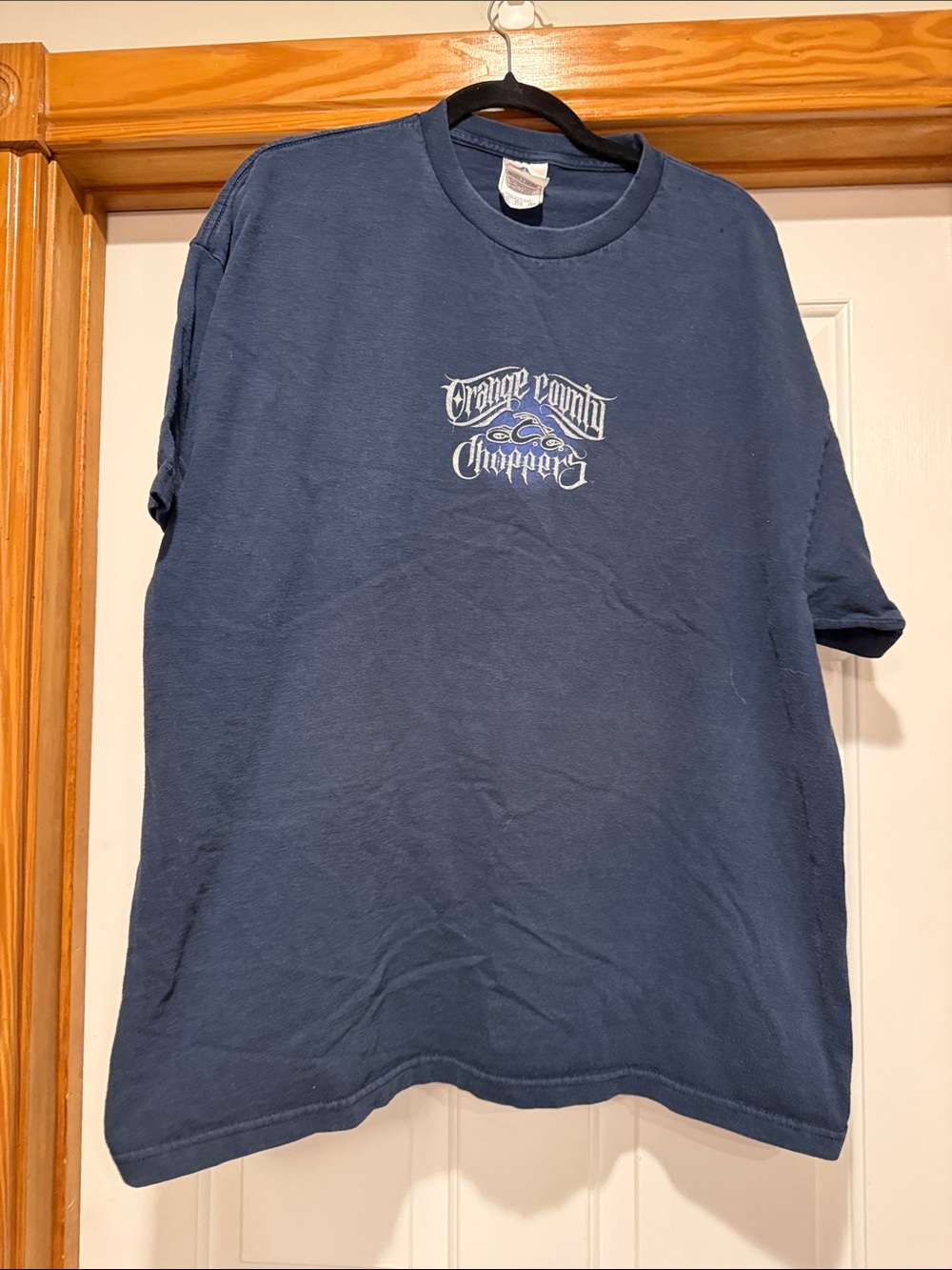 Alstyle Navy Short-Sleeve Tee with White Chest Script
